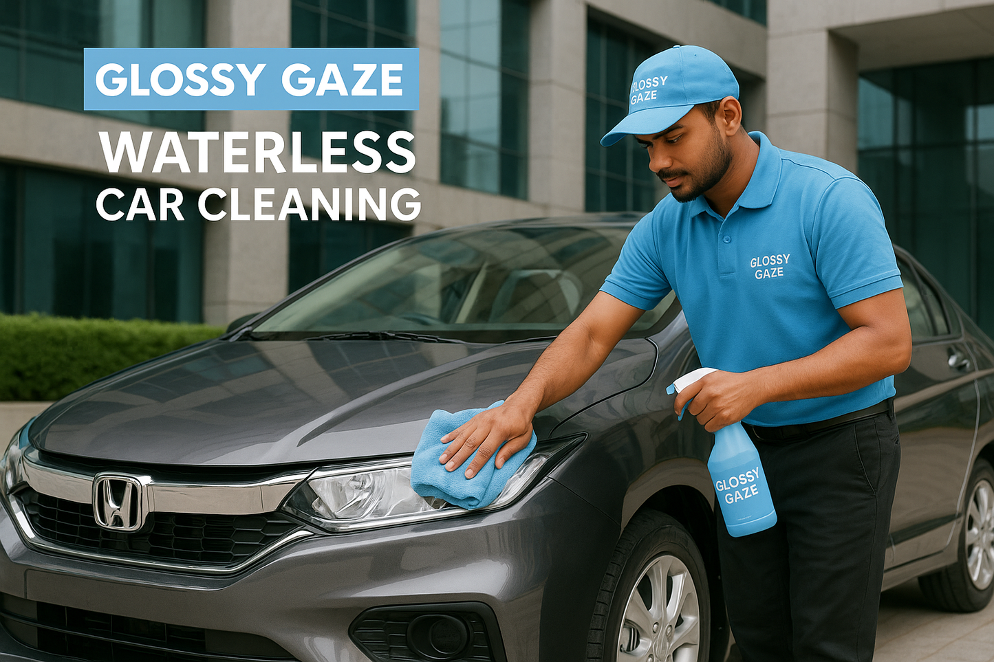 Glossy Gaze waterless cleaning for Indian sedan